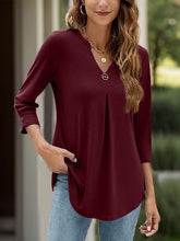 Load image into Gallery viewer, Notched Three-Quarter Sleeve T-Shirt