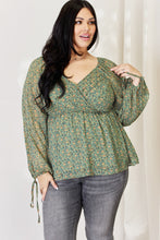 Load image into Gallery viewer, HEYSON Full Size Floral Surplice Peplum Blouse