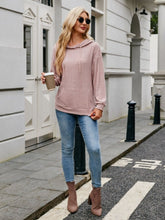 Load image into Gallery viewer, Ribbed Drawstring Long Sleeve Hoodie