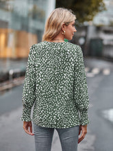Load image into Gallery viewer, Printed V-Neck Lantern Sleeve Blouse