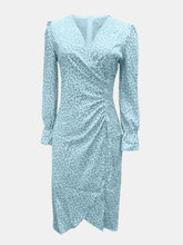 Load image into Gallery viewer, Full Size Printed Surplice Long Sleeve Midi Dress