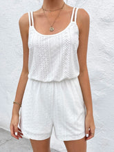 Load image into Gallery viewer, Eyelet Scoop Neck Double Spaghetti Straps Romper