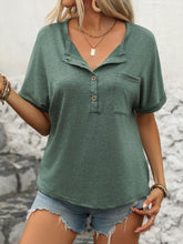 Load image into Gallery viewer, Half Button Short Sleeve T-Shirt