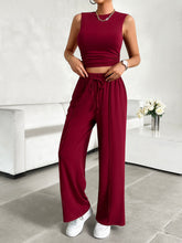 Load image into Gallery viewer, Mock Neck Sleeveless Top and Drawstring Pants Set