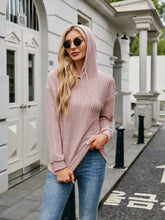 Load image into Gallery viewer, Ribbed Drawstring Long Sleeve Hoodie
