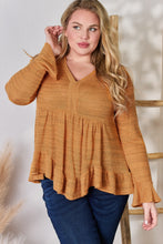 Load image into Gallery viewer, Hailey & Co Full Size V-Neck Flounce Sleeve Blouse
