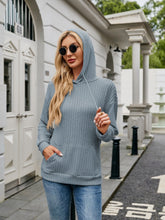 Load image into Gallery viewer, Ribbed Drawstring Long Sleeve Hoodie