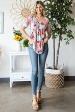 Load image into Gallery viewer, Heimish Full Size Floral V-Neck Short Sleeve Babydoll Blouse