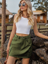 Load image into Gallery viewer, Adjustable Waist Denim Skirt with Pockets