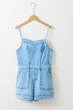Load image into Gallery viewer, Tied Spaghetti Strap Denim Romper