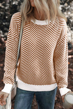Load image into Gallery viewer, Striped Round Neck Long Sleeve Sweater
