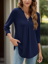Load image into Gallery viewer, Notched Three-Quarter Sleeve T-Shirt
