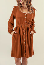 Load image into Gallery viewer, Button Down Long Sleeve Dress with Pockets