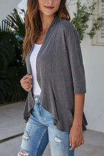 Load image into Gallery viewer, Open Front Three-Quarter Sleeve Cardigan