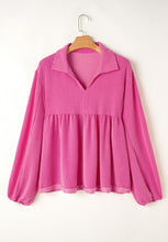 Load image into Gallery viewer, Corded Johnny Collar Long Sleeve Babydoll Blouse
