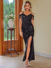 Load image into Gallery viewer, Fringe Slit Spaghetti Strap Dress