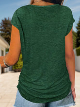 Load image into Gallery viewer, Full Size Half Zip Cap Sleeve T-Shirt