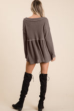 Load image into Gallery viewer, BiBi Waffle Knit V-Neck Babydoll Blouse