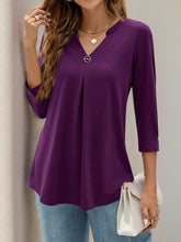 Load image into Gallery viewer, Notched Three-Quarter Sleeve T-Shirt