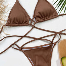 Load image into Gallery viewer, Halter Neck Crisscross Ribbed Bikini Set