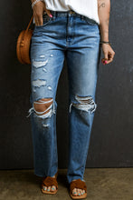 Load image into Gallery viewer, Distressed Raw Hem Jeans with Pockets