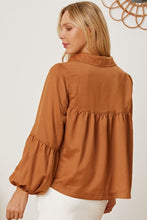 Load image into Gallery viewer, Balloon Sleeve Collared Neck Blouse