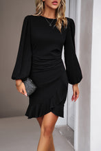 Load image into Gallery viewer, Ruched Ruffled Balloon Sleeve Mini Dress