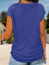 Load image into Gallery viewer, Full Size Half Zip Cap Sleeve T-Shirt