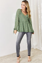 Load image into Gallery viewer, HEYSON Full Size Floral Surplice Peplum Blouse