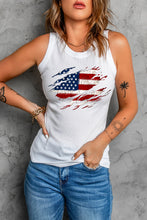 Load image into Gallery viewer, Full Size US Flag Graphic Round Neck Tank
