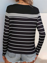 Load image into Gallery viewer, Striped Round Neck Long Sleeve T-Shirt