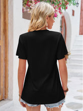 Load image into Gallery viewer, Double Take Ruched V-Neck Short Sleeve T-Shirt