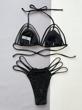 Load image into Gallery viewer, Glitter Halter Neck Strappy Two-Piece Bikini Set
