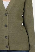 Load image into Gallery viewer, Zenana Button Up V-Neck Dropped Shoulder Cardigan