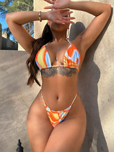 Load image into Gallery viewer, Multicolored Drawstring Ruched Three-Piece Swim Set