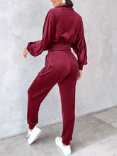 Load image into Gallery viewer, Zip Up Long Sleeve Cropped Top and Joggers Set