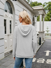Load image into Gallery viewer, Ribbed Drawstring Long Sleeve Hoodie
