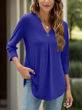 Load image into Gallery viewer, Notched Three-Quarter Sleeve T-Shirt