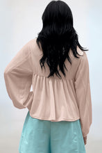 Load image into Gallery viewer, Corded Johnny Collar Long Sleeve Babydoll Blouse