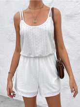 Load image into Gallery viewer, Eyelet Scoop Neck Double Spaghetti Straps Romper