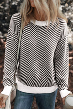 Load image into Gallery viewer, Striped Round Neck Long Sleeve Sweater