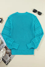 Load image into Gallery viewer, Openwork Frill Round Neck Long Sleeve Sweater