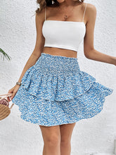 Load image into Gallery viewer, Smocked Layered Printed Mini Skirt