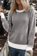 Load image into Gallery viewer, Striped Round Neck Long Sleeve Sweater