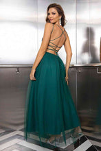 Load image into Gallery viewer, Lace-Up Backless Mesh Dress