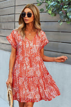 Load image into Gallery viewer, Printed V-Neck Short Sleeve Tiered Dress