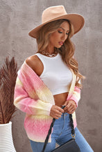 Load image into Gallery viewer, Tie-Dye Cable-Knit Raglan Sleeve Open Front Cardigan