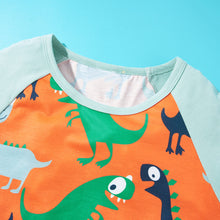 Load image into Gallery viewer, Boys Dinosaur Print Raglan Sleeve T-Shirt and Shorts Set