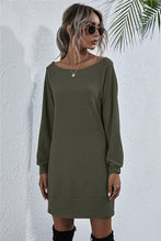 Load image into Gallery viewer, Waffle-Knit Boat Neck Mini Dress
