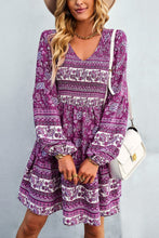 Load image into Gallery viewer, Bohemian V-Neck Balloon Sleeve Dress